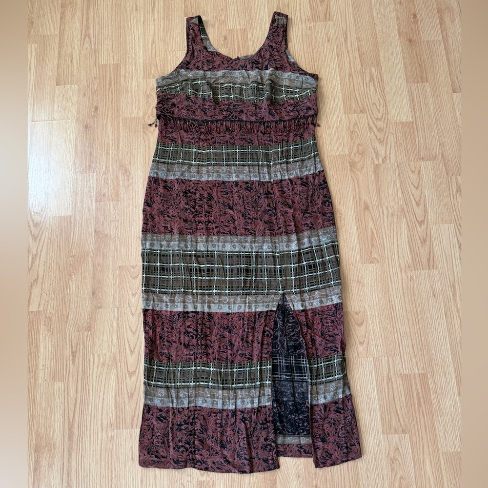 UP FRONT Vintage Maxi Dress 90s Core Beaded Cool Girl Sleeveless Size Small